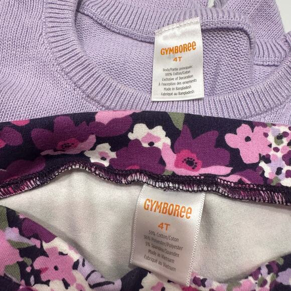 Gymboree Purple Embroidered Owl Sweater & Floral Leggings Outfit - Picture 9 of 9